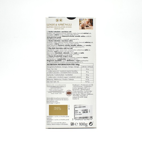 Lindt Excellence Sea Salt Chocolate Bar 100g